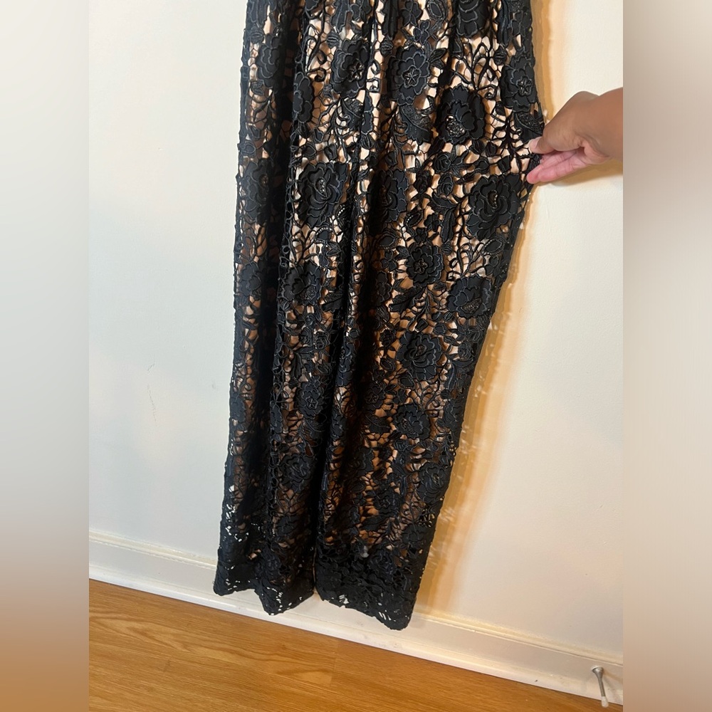 Catherine Deane Lace Cami-Strap Jumpsuit, Black/Almond | size 6 - Picture 8 of 12